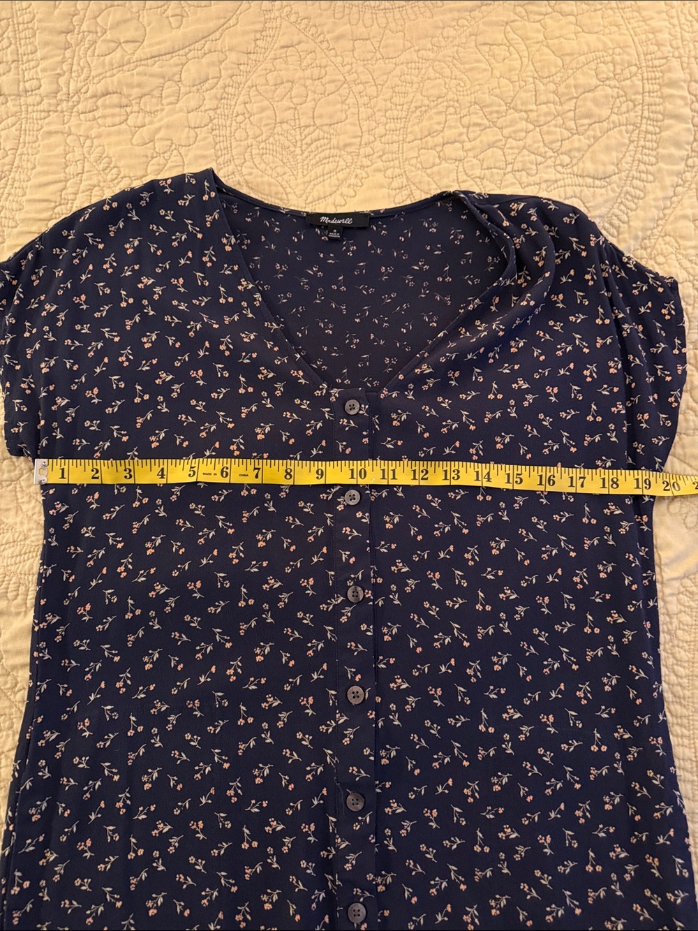 Madewell Navy Blue Floral Button-Front Midi Dress - Picture 3 of 6